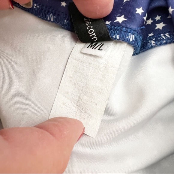 Onzie Star Spangled Midi Length Leggings Blue White High Waist M/L - Picture 4 of 7